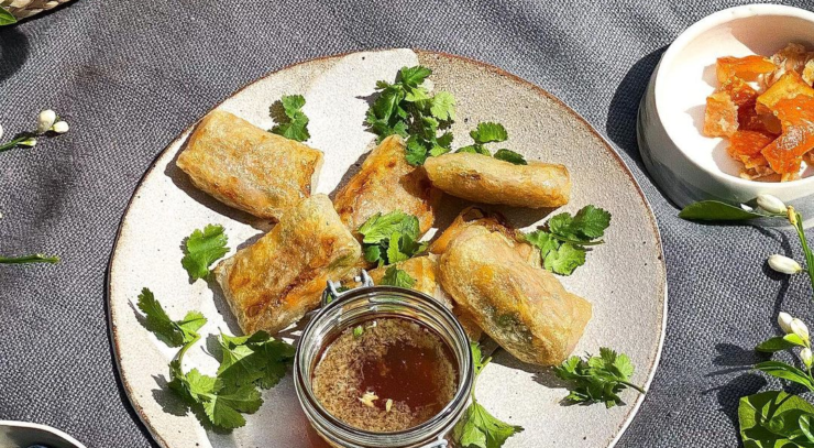 Fried Pork & Herb Rice Paper Parcels