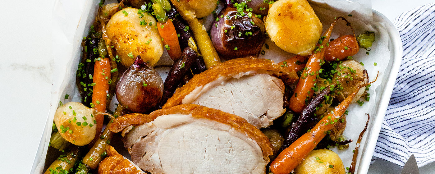 Roast Pork with Roast Veggies & Apple Sauce - Riverview Farms
