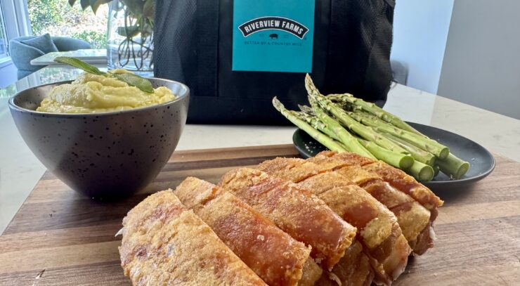 Riverview Farms Hot Pork Roast with Porchetta-inspired Mash and Steamed Asparagus by George Georgievski